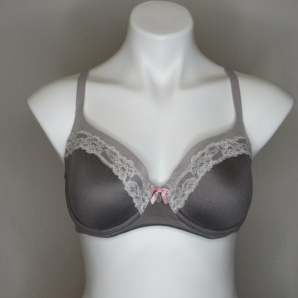 Victoria's Secret Body by Victoria Lined Demi Gray Lace Trim Bra 34D - Picture 7 of 9